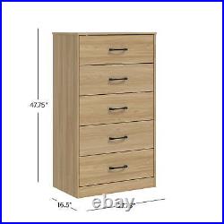 Modern 5-Drawer Dresser with Handles Wood Storage Chest of Drawers for Bedroom