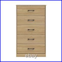 Modern 5-Drawer Dresser with Handles Wood Storage Chest of Drawers for Bedroom