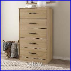 Modern 5-Drawer Dresser with Handles Wood Storage Chest of Drawers for Bedroom