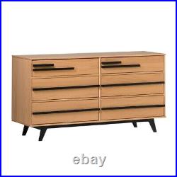 Modern 6 Double Drawer Dresser Wide Chest of Drawers Bedroom Solid Wood Pine 60