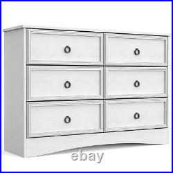 Modern 6 Drawer Dresser Chest of Drawers Double Storage Dressers Organizer White
