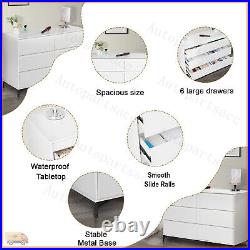 Modern 6 Drawer Wood Dresser Home Chest of Drawers for Bedroom Storage Cabinet