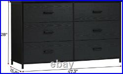 Modern 6 Drawers Chest Dresser Clothes Storage Bedroom Furniture Cabinet Black