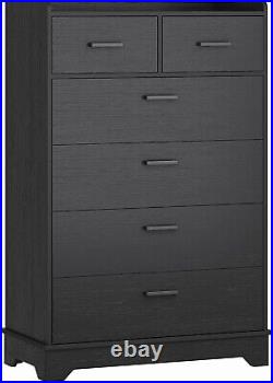 Modern Black Classic 6 Drawer Dresser Bedroom Furniture Chest of Drawers Cabinet