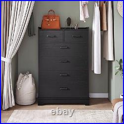 Modern Black Classic 6 Drawer Dresser Bedroom Furniture Chest of Drawers Cabinet