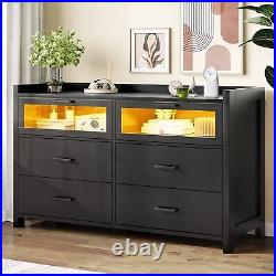 Modern Chest of Drawers with 6 Drawers, TV Stand, Wood Storage Cabinet Dresser