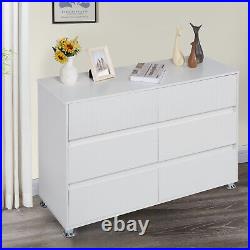 Modern Double Chest of Drawers 6 Drawers Dresser Storage Organizer for Bedroom