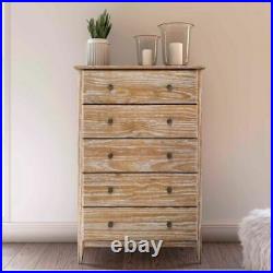 Modern Farmhouse 5 Drawer Dresser Chest of Drawers Bedroom Solid Wood Driftwood