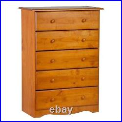Modern Farmhouse 5 Drawer Dresser Tall Chest of Drawers Bedroom Solid Wood Maple