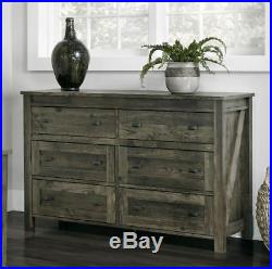 Modern Farmhouse 6 Drawer Dresser Chest Vintage Rustic Distressed Gray Barn Wood