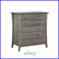 Modern Farmhouse 6 Drawer Dresser Grey Chest of Drawers Tall Rustic Wood Bedroom