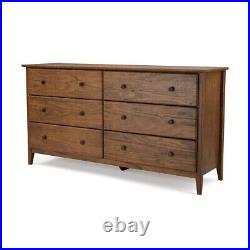 Modern Farmhouse Double 6 Drawer Dresser Chest of Drawers Bedroom Solid Wood WT