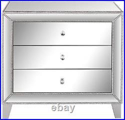 Modern Mirrored Accent Table 30 x 18 with Drawer Silver for Living Room House