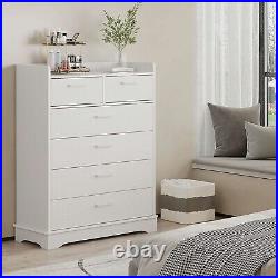 Modern White 6 Drawer Wood Dresser Chest of Drawers Cabinet for Bedroom Hallway