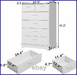Modern White 6 Drawer Wood Dresser Chest of Drawers Cabinet for Bedroom Hallway