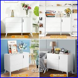 Modern White Dresser, 3-Drawer Chest Wood Dresser with Door, Wide Storage Space