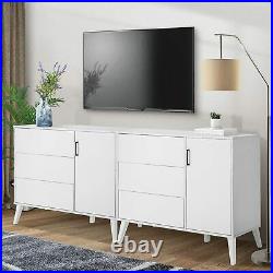 Modern White Dresser, 3-Drawer Chest Wood Dresser with Door, Wide Storage Space/