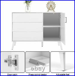 Modern White Dresser, 3-Drawer Chest Wood Dresser with Door, Wide Storage Space