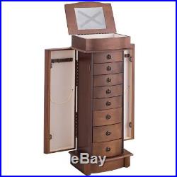 Modern Wooden Armoire Drawers Storage Chest Box Stand Jewelry Cabinet Walnut