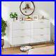 Modern white 6 Drawers for Bedroom, Wide Chest of Drawers with Gold Handles, Wood