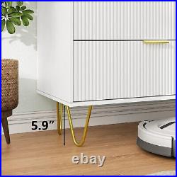 Modern white 6 Drawers for Bedroom, Wide Chest of Drawers with Gold Handles, Wood