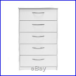 NEW 5 Drawer Chest of Drawers Dresser Storage White Bedroom Office NEW