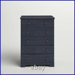 NEW 5-Drawer Wooden Chest Dresser Clothes Storage Bedroom Organizer Blue Elegant