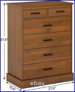 NEW 6 Drawer Dresser Wood Storage Chest Tower Clothes Organizer Unit for Bedroom
