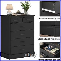 NEW Black 6 Drawer Chest Dresser Clothes Large Storage Bedroom Furniture Cabinet