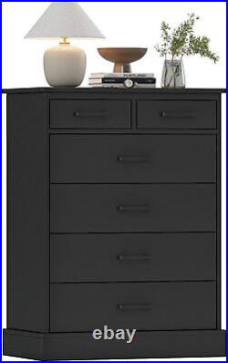 NEW Black 6 Drawer Chest Dresser Clothes Large Storage Bedroom Furniture Cabinet