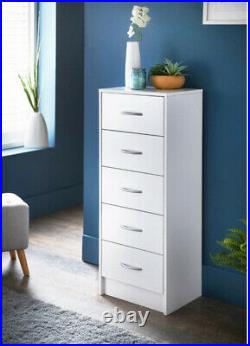 NEW Tall Narrow Chest of 5 Drawers Cabinet Storage Unit Bedroom Furniture UK