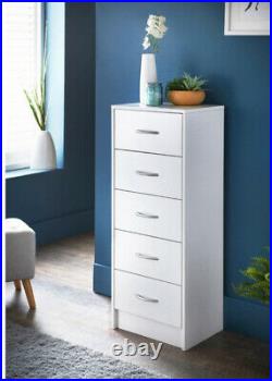 NEW Tall Narrow Chest of 5 Drawers Cabinet Storage Unit Bedroom Furniture UK