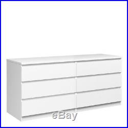 Naia Extra Large Wide 6 Drawer Chest of Drawers Gloss White Bedroom Furniture