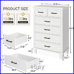 New 6 Drawer Chest Dresser Wood Clothes Storage Bedroom Furniture Cabinet White