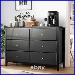 New 6 Drawers Dresser, Wood Chest of Drawers Accent Storage Cabinet @Living Room