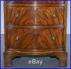 Nice Flamed Mahogany Bevan Funnell Serpentine Fronted Tall Boy Chest Of Drawers