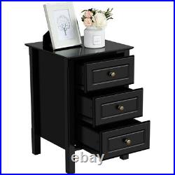 Nightstand Bedside Table End Side Stand Accent Bedroom Storage Chest 3 Drawers