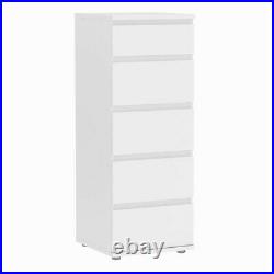 Nova Tallboy Tall Narrow 5 Drawer Chest of Drawers in White Bedroom Furniture