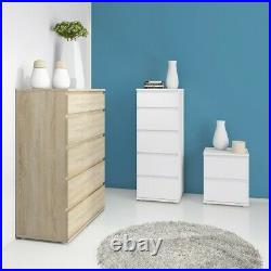 Nova Tallboy Tall Narrow 5 Drawer Chest of Drawers in White Bedroom Furniture