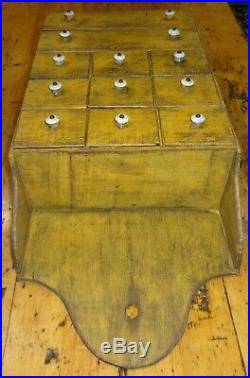 Oak 11 Drawer Spice Cabinet/Mustard Painted-Box/Cupboard/Apothecary/Chest/-AAFA