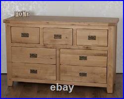 Oak Chest Drawers Solid 7 Drawers 3 over 4 in Chunky Harrogate Natural