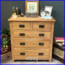 Oak Chest of Drawers / 5 Drawer 2 Over 3 Chest / Solid Wood Bedroom Grange NEW