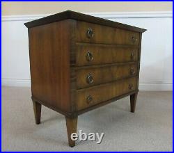 Old Colonly Burled Walnut Bachelor Chest, Four Drawer Oversize Nightstand