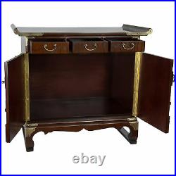 Oriental Furniture Korean Antique Style 3 Drawer End Table Chest