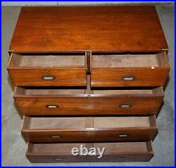 Original Circa 1900 Army & Navy C. S. L Stamped Military Campaign Chest Of Drawers