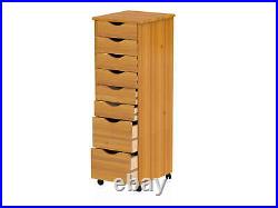 Original Roll Cart Solid Wood 6+2 Drawer Narrow Rolling Cart Chest of Drawers