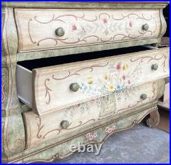 Painted Cottage Cottage Core Farmhouse Dresser/ Chest velvet lined drawers green
