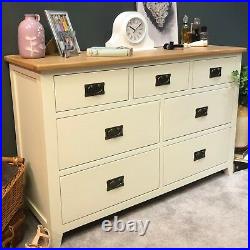 Painted Cream Oak Large Chest of Drawers / Solid Wood 3 Over 4 Chest / Padstow