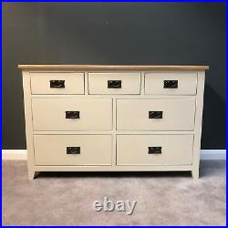 Painted Cream Oak Large Chest of Drawers / Solid Wood 3 Over 4 Chest / Padstow