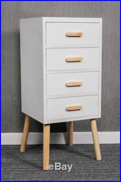 Pair Of White Bedside Cabinets Chest Side Tables Unit 4 Drawer Shabby Chic Retro
